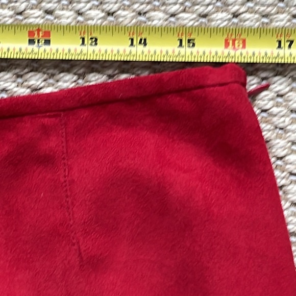 EVAN PICONE Red Suede Skirt Western Style Panel Split front - Picture 6 of 9